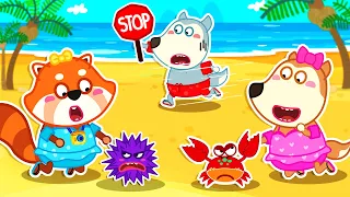 Play Safe at the Beach, Ruby and Amy! Lycan Learns Safety Tips 🐺 Funny Stories for Kids @LYCANArabic