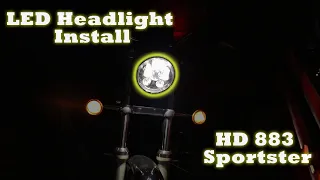 Harley Davidson Sportster Wisamic LED Headlight Install and Review