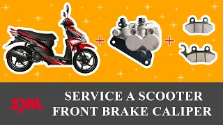 How to Service a Scooter Front Brake Caliper | Air Bleed | Replace Brake Pad | SYM Jet Power 125