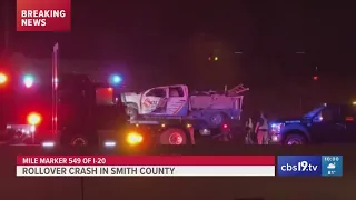 DPS: 4 people ejected from truck after crash on I-20 in Smith County hospitalized