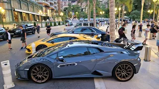 SUPERCARS Monaco 2022 - Huracan STO,Aventador SVJ,Roma,Bugatti Chiron, Veyron, SF90,Batmobile