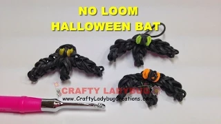 Rainbow Loom Bands NO LOOM HALLOWEEN BAT EASY Charm Tutorials How to Make by Crafty Ladybug