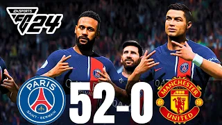 FC 24 PS5 Gameplay- PSG 52-0 Man United -Ft, Messi, Ronaldo, Mbappe, Salah,Neymar, Bellingham