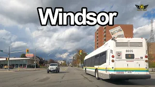 Windsor Ontario Canada - Dougall Avenue & Ouellette Avenue North West drive (4K)