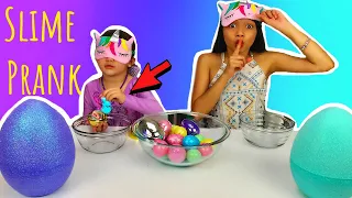 Easter Eggs Blindfolded Slime PRANK Challenge *CHEATING gone WRONG!