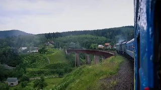 Вид на горы и огонь из трубы тепловоза🔥🏞 | Участок Надворная - Яремче из окна поезда