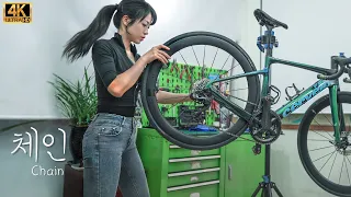 (4K) Bicycle Chain Cleaning│How To Replace A Bicycle Chain│Mindy's Cycling Vlog from south Korea.95