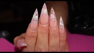 PINK OMBRÉ GLITTER NAILS + SHE WAS THE WORST CLIENT EVER!! **FUNNY**