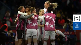 Olympique Lyonnais Celebrate Reaching The UEFA Women's Champions League Final