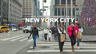 NEW YORK CITY - Manhattan Winter Season, 59th Street, 6th Avenue, Bryant Park and 38th Street, 4K