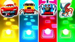 Lightning McQueen VS Bus Eater VS Thomas Train exe VS Toilet Monster | Tiles Hop EDM Rush