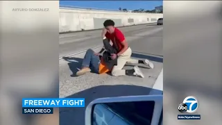 Video: Fists fly between 2 drivers on freeway in San Diego after fender bender l ABC7