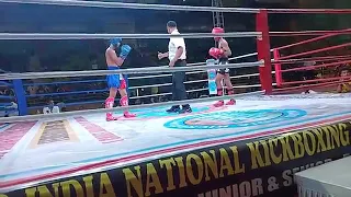 WAKO NATIONAL KICKBOXING CHAMPIONSHIP, (low-kick), red corner- Rohit Anil Bhosale, knockout fight