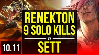 RENEKTON vs SETT (TOP) | 6 early solo kills, 9 solo kills, KDA 14/4/12 | KR Master | v10.11