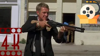 The Getaway 1972 - Police Car Shotgun Shootout Scene - Steve McQueen - Movie Clip UHD 4K