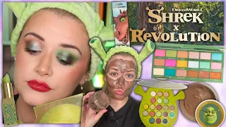 SHREK X I HEART REVOLUTION SHREK & FIONA PALETTE, LIP BALM, DRAGONS LIPSTICK & MUD MASK REVIEW!