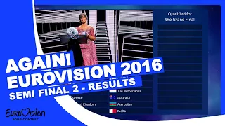 EUROVISION 2016 AGAIN - SEMI  FINAL 2 - RESULTS!