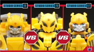 Studio Series BumbleBee Size Comparison of  SS70 B-127 vs SS57 Offroad BB vs SS18 Volkswagen BB