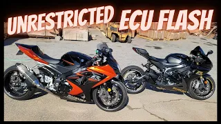 2007 GSXR 1000 vs 2020 GSXR 750 DYNO BATTLE- Also Power Commander VS MOORE MAFIA ECU Flash