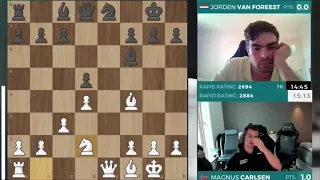 SUPER MAGNUS!! Magnus Carlsen vs Jorden Van Foreest || Aimchess Rapid 2023 - R2