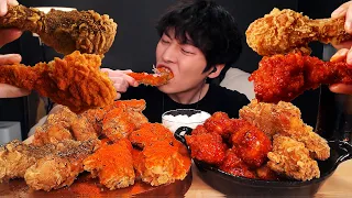 SUB)ASMR MUKBANG BBQ's BLACK PEPPER CHICKEN, FRIED CHICKEN, CRISPY CHICKEN, SPICY CHICKEN [SIO ASMR]