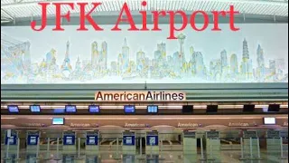 AMERICAN AIRLINES Walking John F. Kennedy (JFK) International Airport Terminal 8, NYC  July 14, 2021