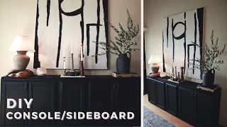 DIY Console Sideboard // Easy & Inexpensive DIY Furniture High-End Look // Styling Console Table