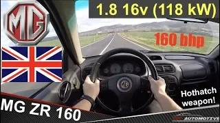 MG ZR 160 118 kW (2002) - POV Test Drive + Acceleration 0 - 200 km/h