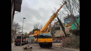 Autojeřáb Liebherr LTM 1100-4.2 - pokládání vrtací soupravy