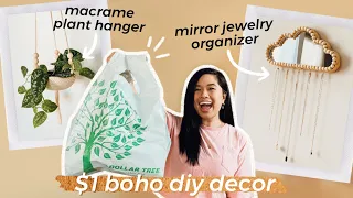 *NEW* BOHO Dollar Store DIY Decor! | Cloud Mirror Jewelry Organizer + EASY Macrame Plant Hanger!