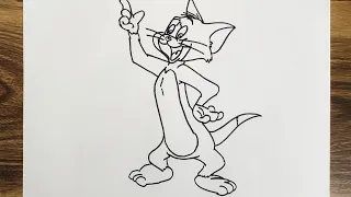 How to Draw Tom from Tom and Jerry | Step by Step Drawing | Tom Drawing | Sketch