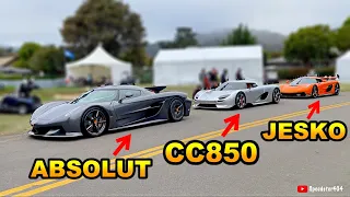 Koenigsegg CC850 vs Jesko vs Jesko Absolut Exhaust Sound Comparison! Cold Starts & Driving