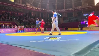 Схватка за первое место 58 кг М, ЧМ-2021 Саян Хертек (Россия) - Ахмаллидин Каримов (Таджикистан)