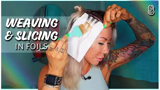 Weaving & Slicing in Foils + Applying Color  | Hair Color Series 08