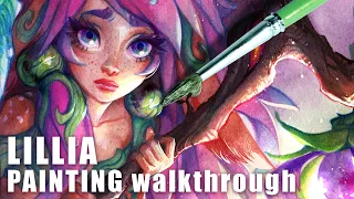 ❀ Painting Lillia from league of Legends with INK! - full art process ❀