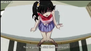 You're going to stick that toothbrush up my butt ?! | Nisemonogatari | Episode 08