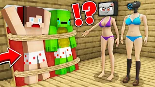 TIED JJ and Mikey vs CAMERA WOMAN and TV WOMAN Challenge in Minecraft - Maizen