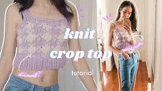HOW TO: Knit Crop Top Tutorial | Chunky Knitting Pattern For A Diamond/Houndtooth Crop Top