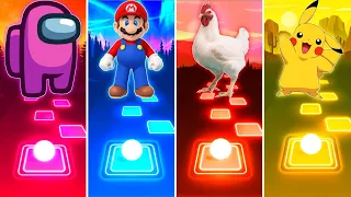 Among Us vs Mario vs Chicken vs Pikachu - Tiles Hop EDM Rush