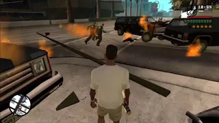 GTA - CJ is surrounded by the police six stars - San Andreas