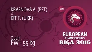 Qual. FW - 55 kg: T. KIT (UKR) df. A. KRASNOVA (EST) by FALL, 4-0