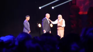 Stan Lee meets Iron Man during parks presentation at D23 Expo 2015