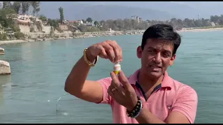 Testing of Ganga Water near Rishikesh Triveni Ghat.