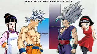 Goku & Chi-Chi VS Gohan & Videl POWER LEVELS Over The Years All Forms - DB / DBZ / DBS / SDBH