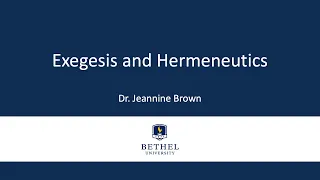 Exegesis and Hermeneutics