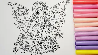 Magical Coloring Fun with Winx Club: Coloring Tecna butterflix Fairy! Coloring videos#coloringpages