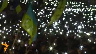 Thousands Gather For Largest Nighttime Rally In Kyiv