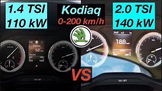 Acceleration Battle | Skoda Kodiaq 1.4 TSI 4x4 vs Skoda Kodiaq 2.0 TSI 4x4 | 110 vs 140 kW