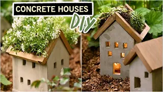 DIY CEMENT PLANTERS or LANTERNS for your garden/Concrete Garden Houses