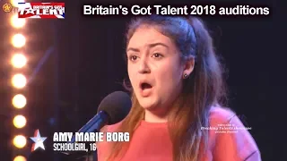 Amy Marie Borg 16 yo OPERATIC SINGER SURPRISED THEM Auditions Britain's Got Talent 2018 BGT S12E03